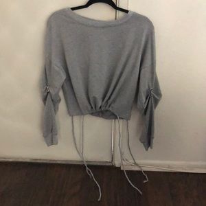 Gray adjustable tie sides sweater